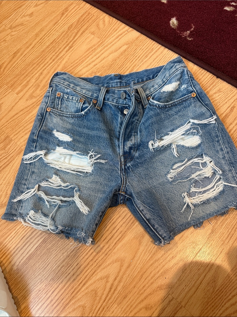 Levi's Distressed Blue Denim Shorts